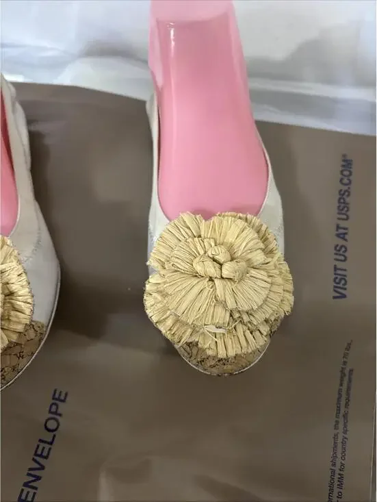 Chanel Lamskin Ballet Interlocking CC Logo Cork Toe Flats 39 Beautiful - Picture 7 of 12